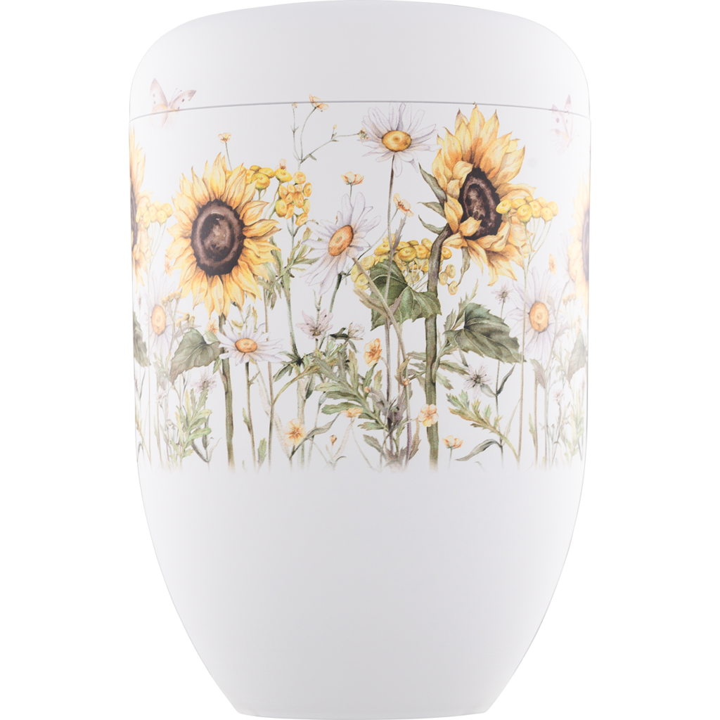 Moderne Urne mit elegantem Motiv "Sonnenherz"