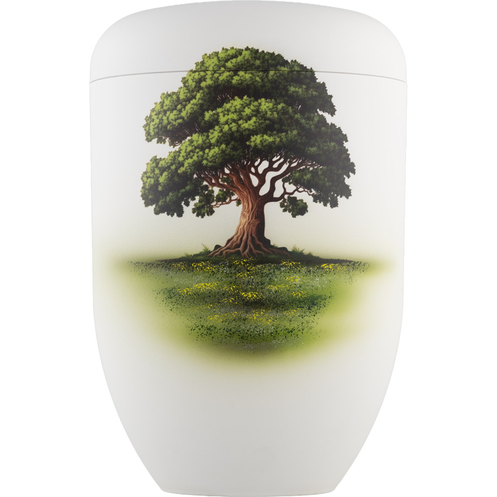 Moderne Urne mit klassischem Motiv "Eichenbaum"