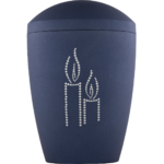 Moderne Urne mit Swarowski-Motiv "Kerzen" in Blau